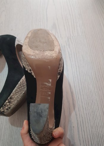 Siyah Süet Platform Topuklu Kadın Ayakkabı Gotik Vintage nursace - Görsel 5