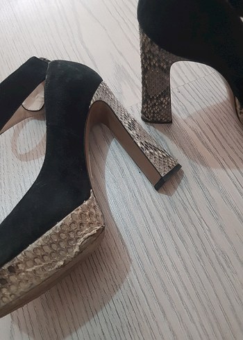 Siyah Süet Platform Topuklu Kadın Ayakkabı Gotik Vintage nursace - Görsel 3