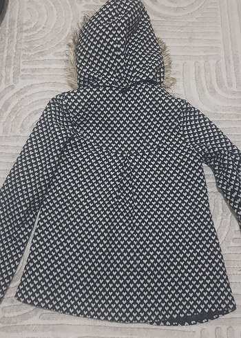 Kız Çocuk Kalp Desenli Kürklü Mont - Görsel 2