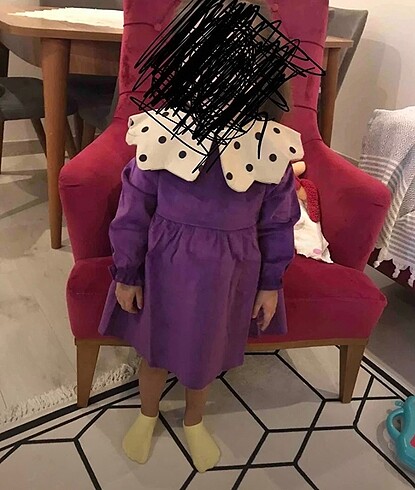 Mor yakalı elbise.çok güzel bir doğum günü elbisesi 1 yaş - Görsel 5