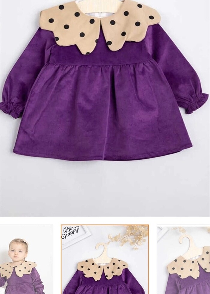 Mor yakalı elbise.çok güzel bir doğum günü elbisesi 1 yaş - Görsel 3