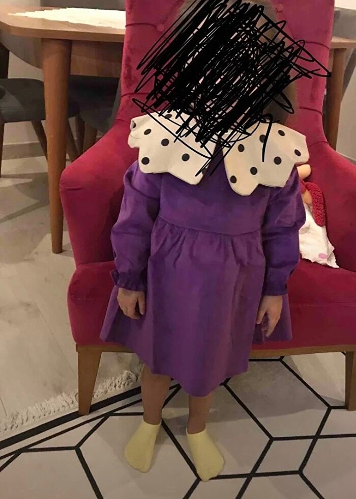 Mor yakalı elbise.çok güzel bir doğum günü elbisesi 1 yaş - Görsel 5