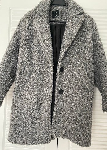 Bershka 34 beden Gri Kabarık Dokulu Kaban - Görsel 3