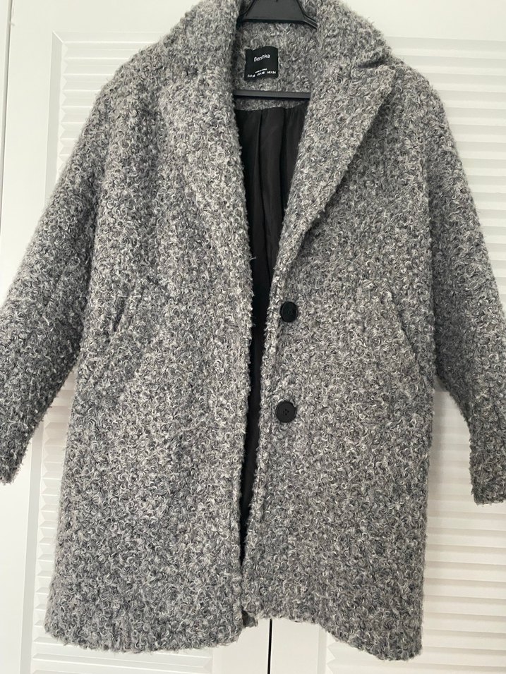 Bershka 34 beden Gri Kabarık Dokulu Kaban - Görsel 3