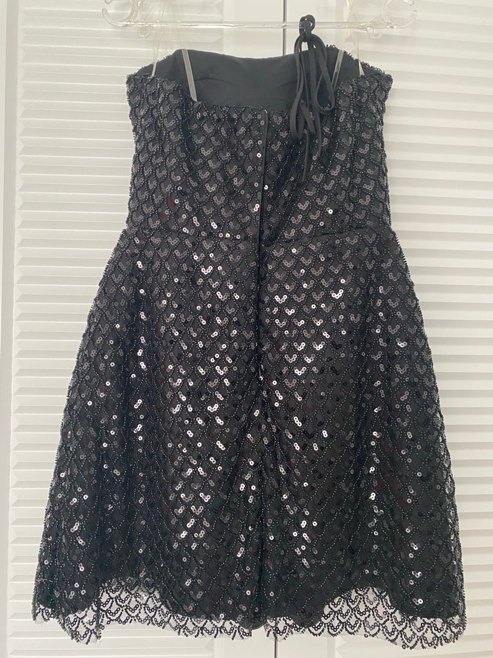 Sıfır  Siyah Straplez Midi Elbise - Görsel 2