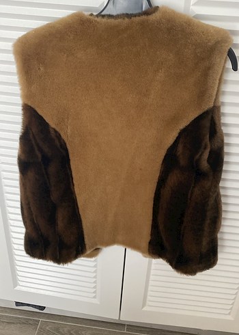 Vintage Kahverengi Kürklü Kadın Süet Yelek - Görsel 2