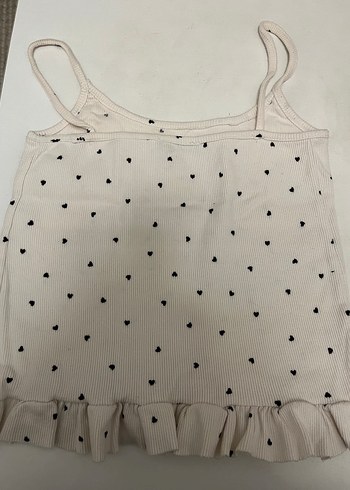 Beyaz Kalp Desenli Fırfırlı pijama takımı - Görsel 3