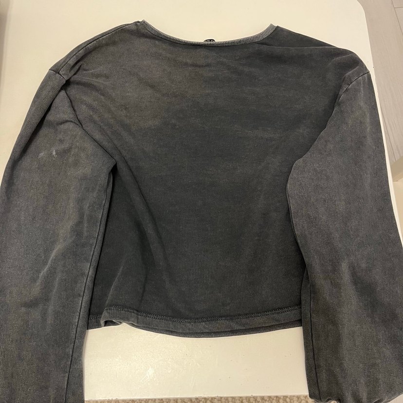 Gri Baskılı Uzun Kollu Kadın Sweatshirt - Görsel 2