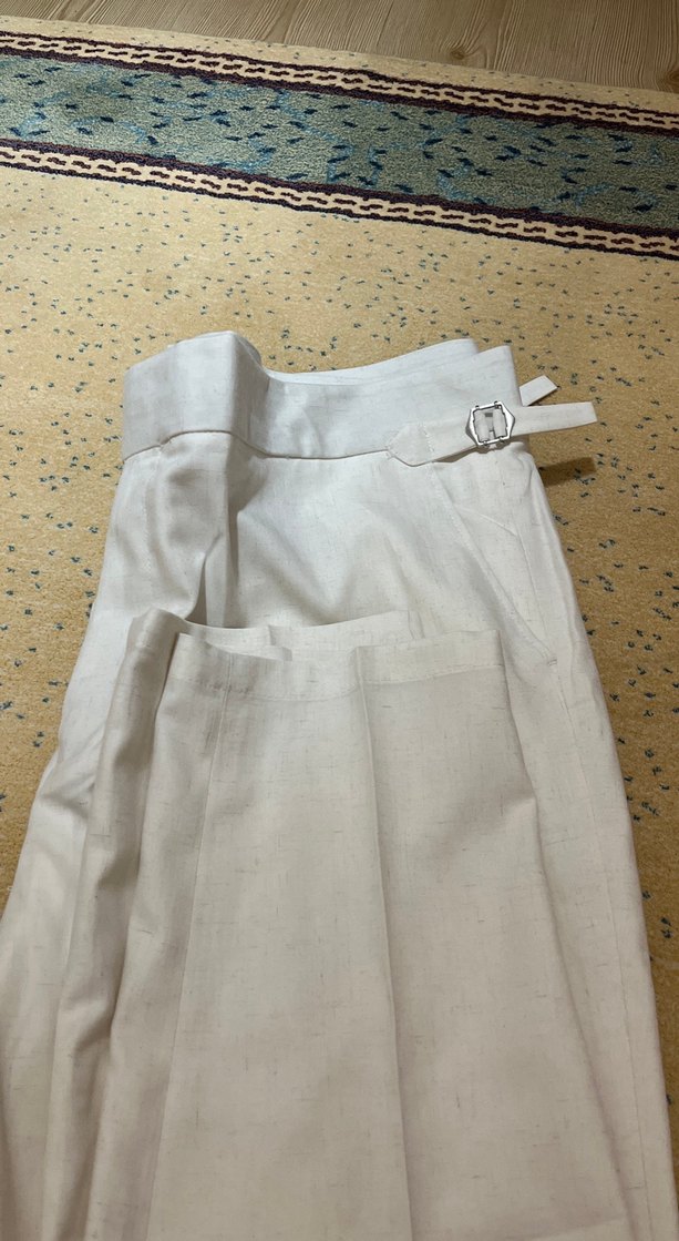 Beyaz Kemerli Keten Kadın Pantolon - Görsel 4