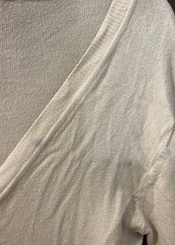 Düğmeli Bej V Yaka Kadın Hırka - Görsel 5