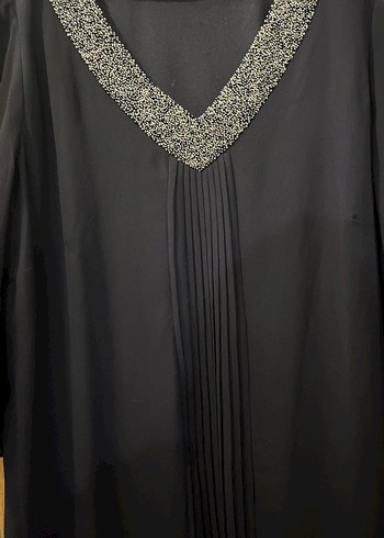 Uzun Siyah V Yakalı Kadın Elbise - Görsel 2