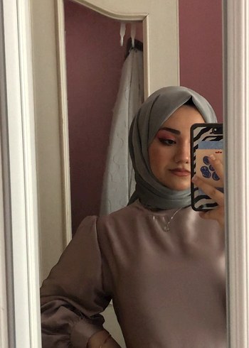 Diğer pudra Uzun Kollu saten Kadın Elbise