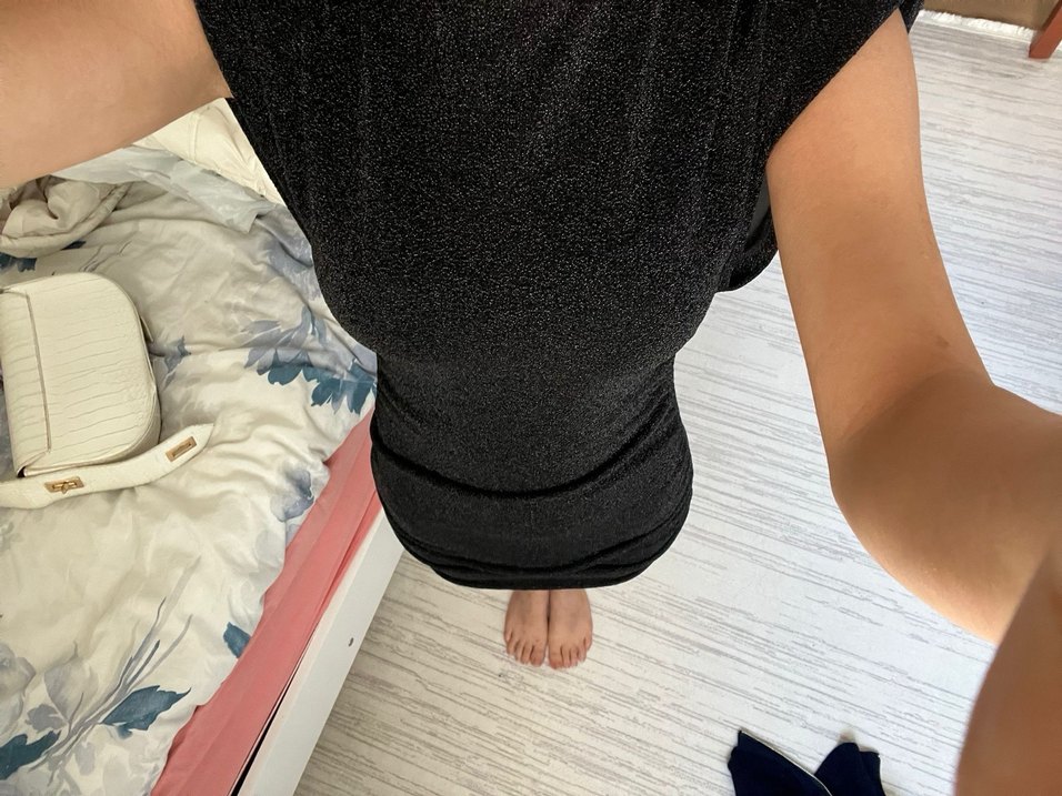 Siyah Mini sim Desenli Strappy Elbise - Görsel 2