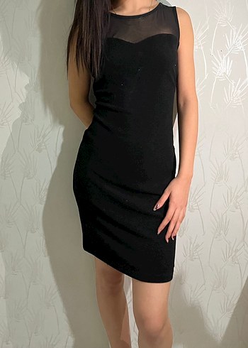 Siyah V Yaka Midi Kadın Elbise - Görsel 2