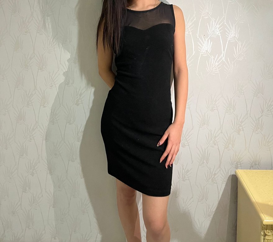 Siyah V Yaka Midi Kadın Elbise - Görsel 2