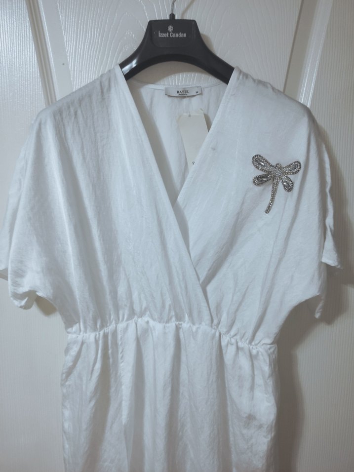 Beyaz Bohem Midi Kadın Elbise - Görsel 2