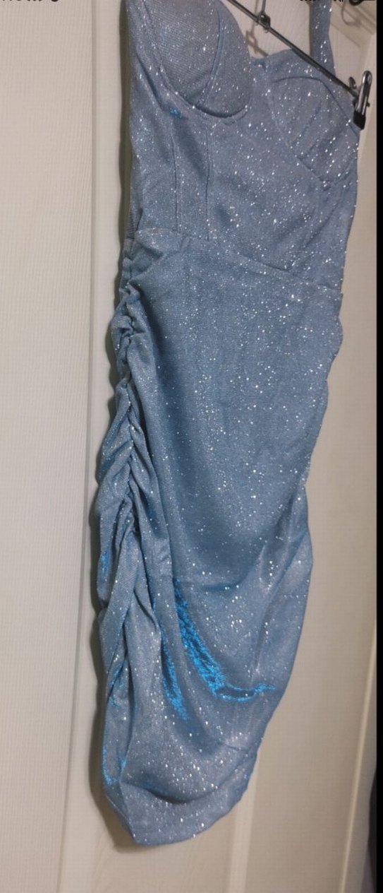 Straplez Drapeli Mini Elbise - Görsel 4