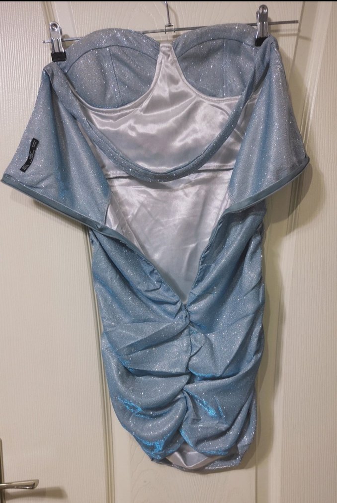 Straplez Drapeli Mini Elbise - Görsel 3