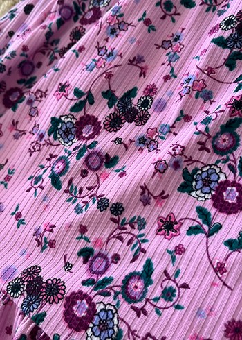 xs Beden pembe Renk Pembe Çiçek Desenli Fırfırlı mini etek