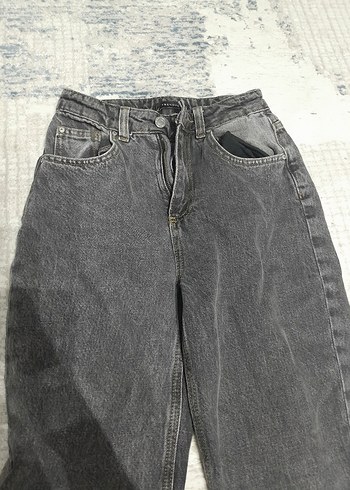 32 Beden Gri Kadın Bol Kesim Denim Pantolon