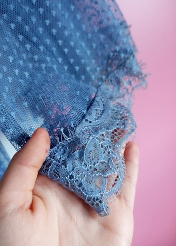 Mavi Piliseli Uzun Bohem Elbise - Görsel 4