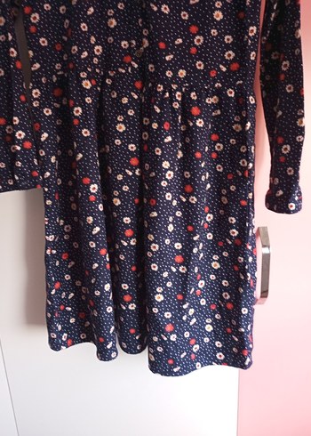 Çiçek Desenli Uzun Kollu Midi Elbise - Görsel 7