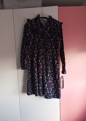 Çiçek Desenli Uzun Kollu Midi Elbise - Görsel 2