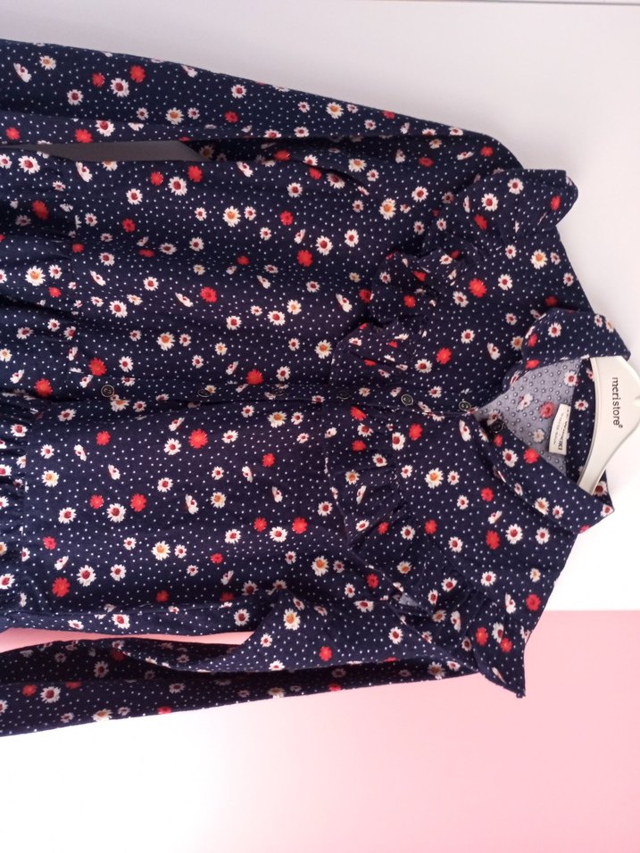 Çiçek Desenli Uzun Kollu Midi Elbise - Görsel 5