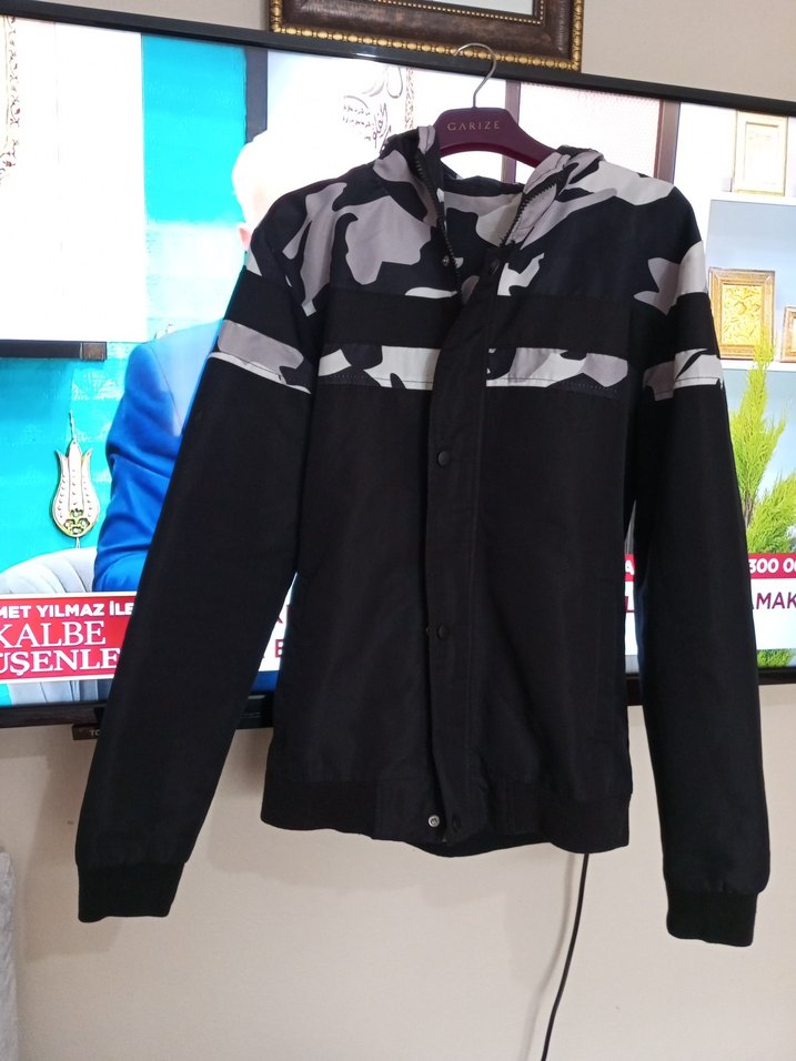 Erkek Çocuk Siyah Kamuflaj Düğmeli Ceket - Görsel 4