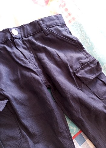 Erkek Çocuk Koyu Mavi Bol Kesim Kemerli Pantolon - Görsel 2