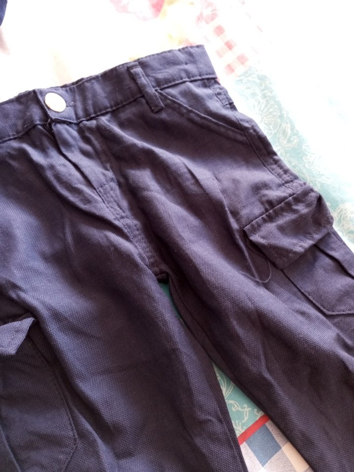 Erkek Çocuk Koyu Mavi Bol Kesim Kemerli Pantolon - Görsel 2