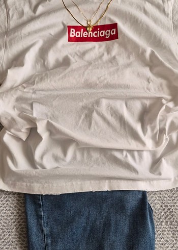 Balenciaga Beyaz Logo Tisort