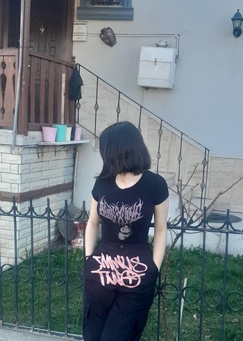 s Beden pembe Renk Kızlar için bol kesim baskılı pembe kot pantolon