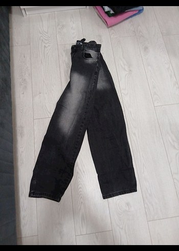 Diğer siyah bol arkasi kemerli baggy pantolon
