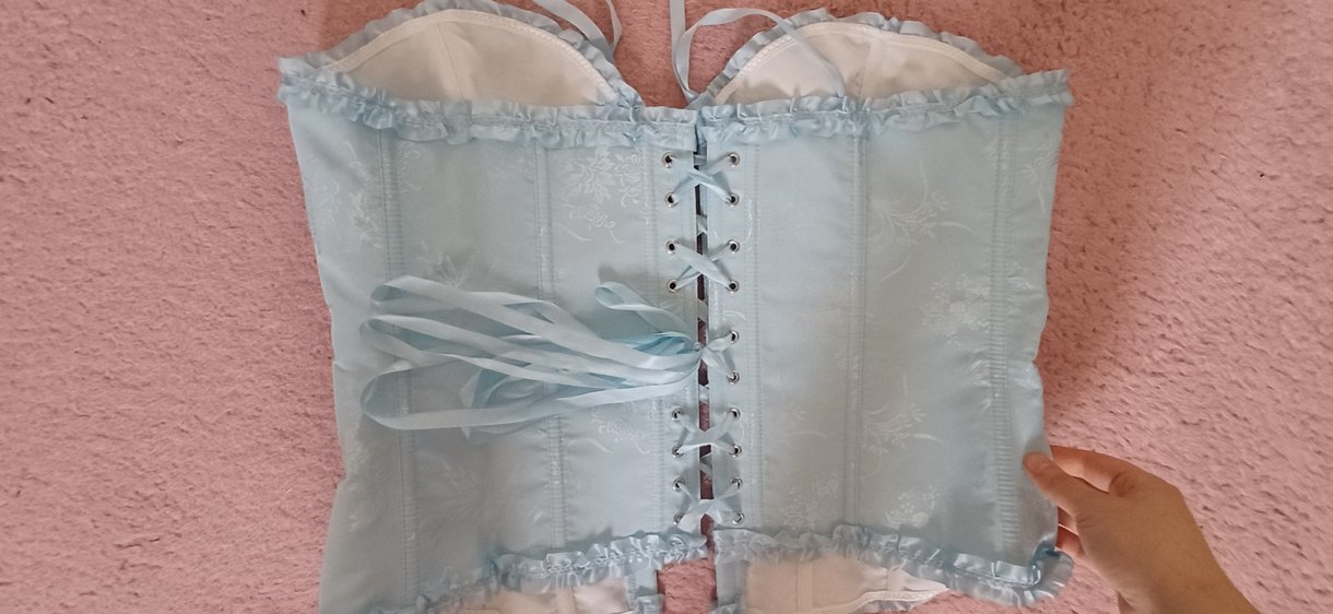 Bebek Mavisi Straplez Vintage Büstiyer - Görsel 2