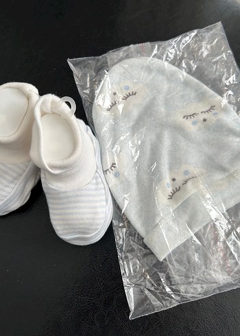 Erkek bebek patik şapka takımı ve zıbın - Görsel 2