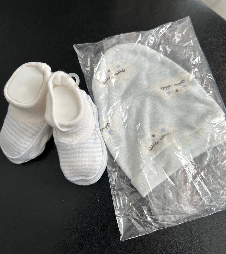 Erkek bebek patik şapka takımı ve zıbın - Görsel 2