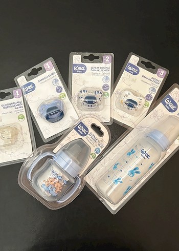 Wee Baby Bebek Emzik ve Biberon Seti Mavi - Görsel 2