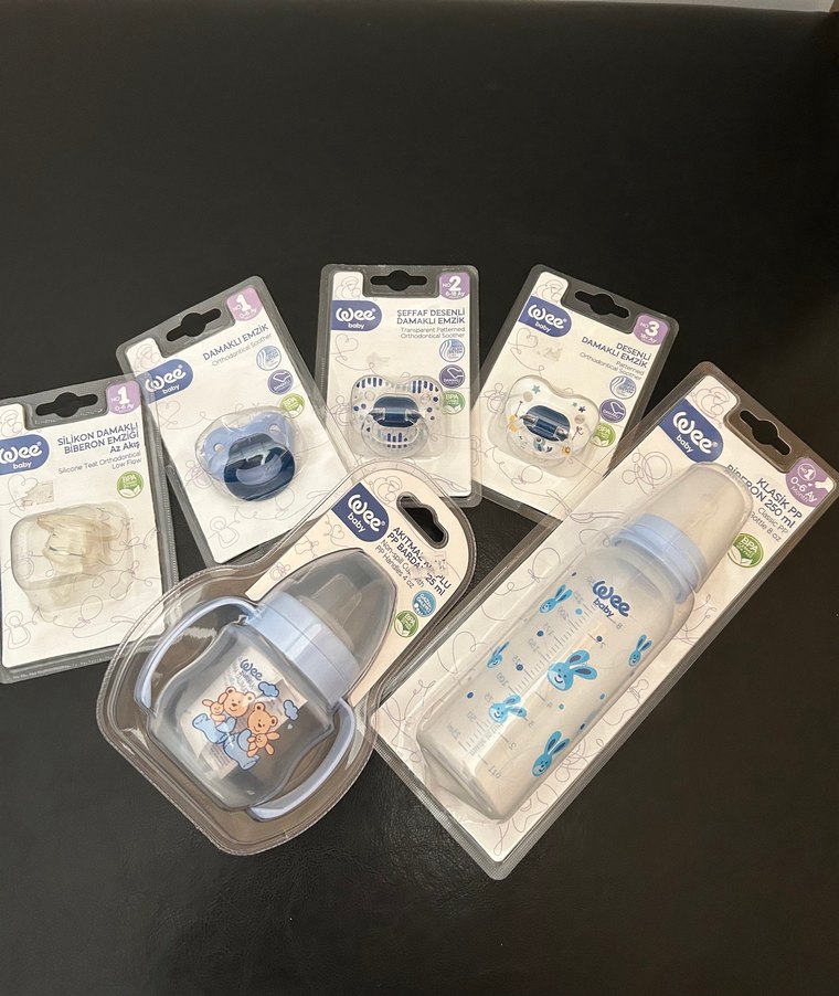 Wee Baby Bebek Emzik ve Biberon Seti Mavi - Görsel 3