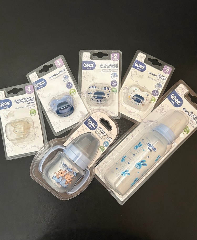 Wee Baby Bebek Emzik ve Biberon Seti Mavi - Görsel 2