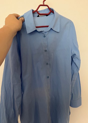 LC Waikiki Mavi Keten Düğmeli Uzun Kollu Gömlek