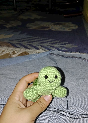 Yeşil El Yapımı Örme Oyuncak Kaplumbağa