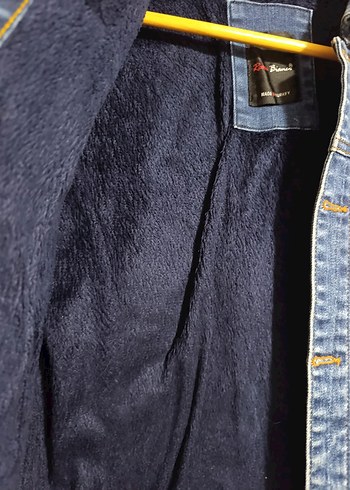s Beden Düğmeli Mavi Denim Ceket, Uzun Kollu, Slim Fit