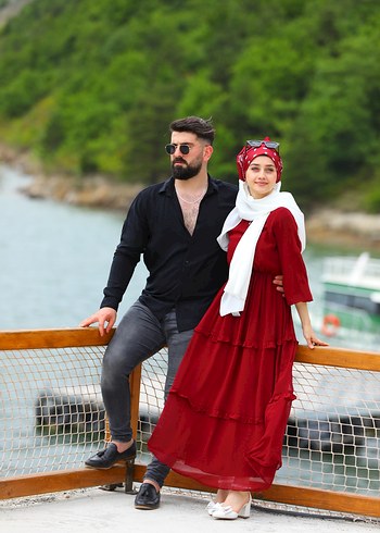 36 Beden Kırmızı salaş şifon elbise