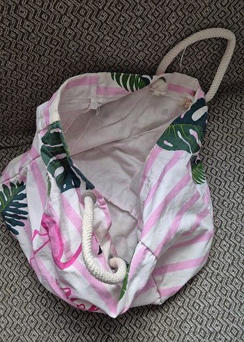 Zara Fermuarlı Pembe Bohem Plaj Çantası