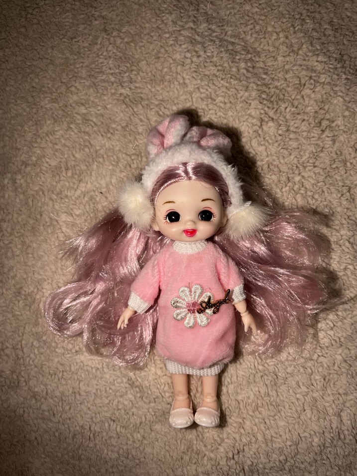 Pastel Pembe Saçlı Doll Bebek - Görsel 2