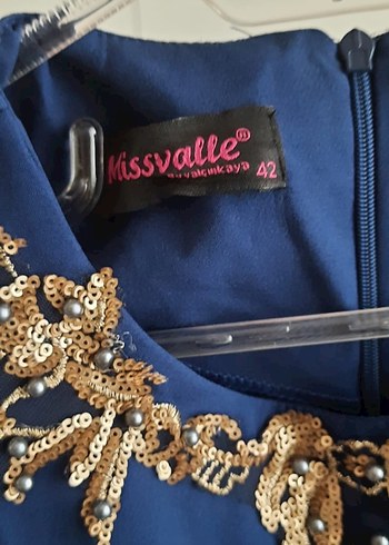 Nakışlı Lacivert Uzun Kadın Elbise - Görsel 2