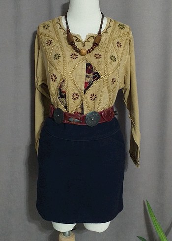 American Vintage Nakışlı Bohem #vintage keten bluz
