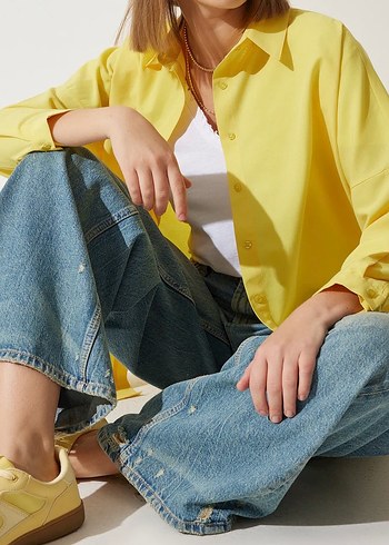 40 Beden Uzun Basic Denim Gömlek