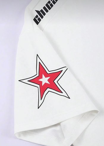 l Beden beyaz Renk Beyaz Baskılı Oversize Tişört